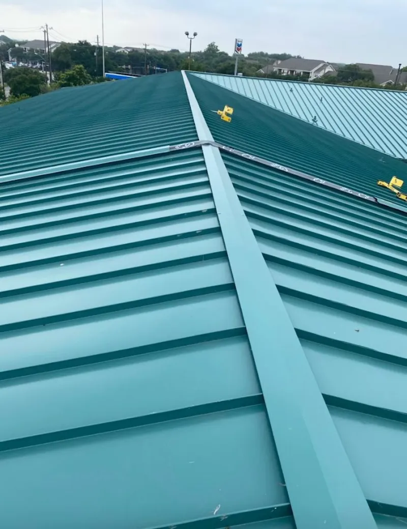 Green commercial metal roof ridge and valley for Metal Roof Repair in Sparta